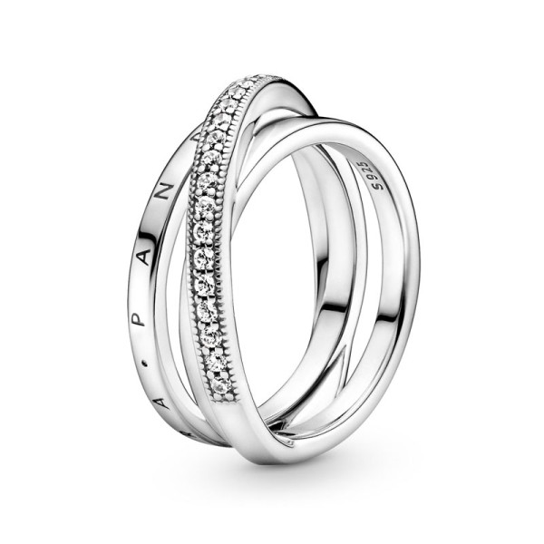 Pandora Δαχτυλίδι με Τριπλό Κρίκο Αστραφτερό 199057C01 Pandora Δαχτυλίδι με Τριπλό Κρίκο Αστραφτερό 199057C01