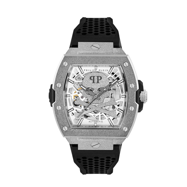 Philipp Plein Ρολόι Αυτόματο λουράκι Σκελετός με παγωμένο μαύρο καουτσούκ PWJFA0925 Philipp Plein Ρολόι Αυτόματο λουράκι Σκελετός με παγωμένο μαύρο καουτσούκ PWJFA0925