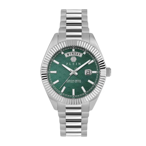 Philipp Plein Ρολόι Superlative από ανοξείδωτο ατσάλι με πράσινο καντράν και μπρασελέ PWPNA0124 Philipp Plein Ρολόι Superlative από ανοξείδωτο ατσάλι με πράσινο καντράν και μπρασελέ PWPNA0124