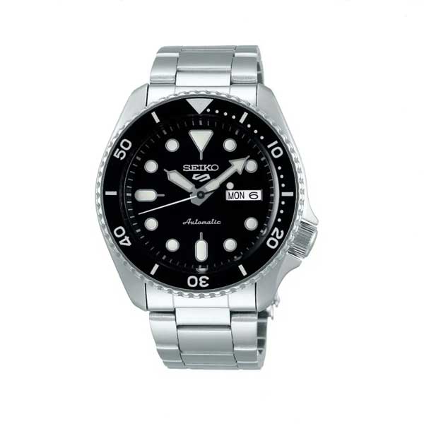 SEIKO Ανδρικό ρολόι Sports Automatic από ανοξείδωτο ατσάλι με μαύρο καντράν και ασημί μπρασελέ SRPD55K1J SEIKO Ανδρικό ρολόι Sports Automatic από ανοξείδωτο ατσάλι με μαύρο καντράν και ασημί μπρασελέ SRPD55K1J