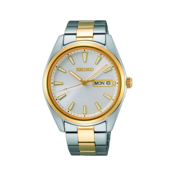 Seiko Ρολόι Essential Time με ασημί-χρυσό μπρασελέ και κρύσταλλο ζαφείρι SUR446P1F Seiko Ρολόι Essential Time με ασημί-χρυσό μπρασελέ και κρύσταλλο ζαφείρι SUR446P1F