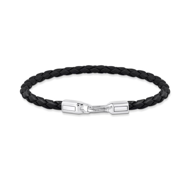 Thomas Sabo Ασημένιο βραχιόλι με πλεκτό, μαύρο δέρμα A2147-682-11 Thomas Sabo Ασημένιο βραχιόλι με πλεκτό, μαύρο δέρμα A2147-682-11