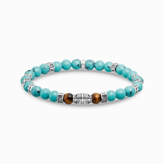 Thomas Sabo Τiρκουάζ Βραχιόλι με πέτρες Tiger's Eye A2087-364-7-L19