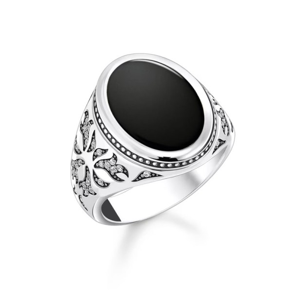 Thomas Sabo Rebel Wolf Ασημένιο μαυρισμένο δαχτυλίδι με μαύρο όνυχα TR2454-641-11 Thomas Sabo Rebel Wolf Ασημένιο μαυρισμένο δαχτυλίδι με μαύρο όνυχα TR2454-641-11