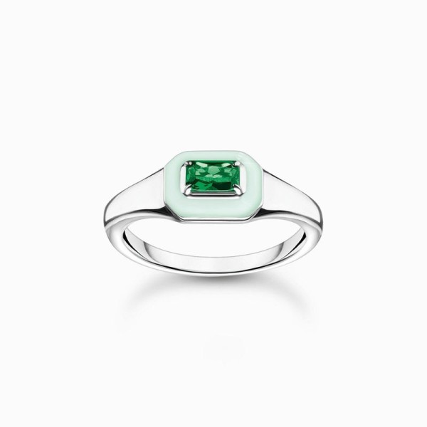Thomas Sabo Γοητευτικό πράσινο πέτρινο δαχτυλίδι TR2434-496-6 Thomas Sabo Γοητευτικό πράσινο πέτρινο δαχτυλίδι TR2434-496-6