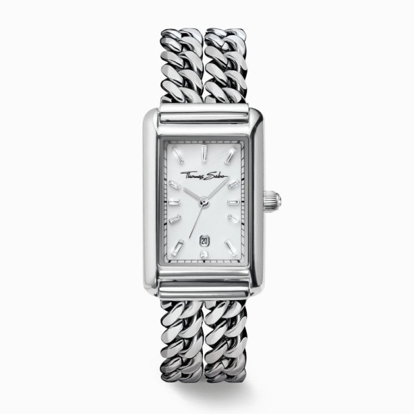 Thomas Sabo Ασημένιο γυναικείο ρολόι Elegance σε ορθογώνιο σχήμα WA0428-201-201 Thomas Sabo Ασημένιο γυναικείο ρολόι Elegance σε ορθογώνιο σχήμα WA0428-201-201