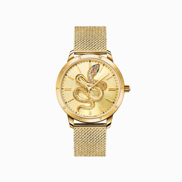 Thomas Sabo Γυναικείο ρολόι φίδι σε 3D χρυσό WA0384-264-207-33MM Thomas Sabo Γυναικείο ρολόι φίδι σε 3D χρυσό WA0384-264-207-33MM