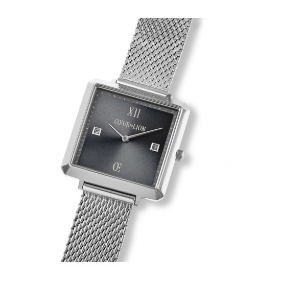 COEUR DE LION Watch Iconic Square Graphite Sunray Milanese Stainless Steel  7620701724