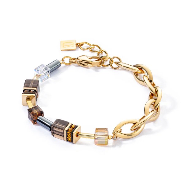 COEUR DE LION GeoCUBE® Βραχιόλι χρυσό-καφέ 4524301116 COEUR DE LION GeoCUBE® Βραχιόλι χρυσό-καφέ 4524301116