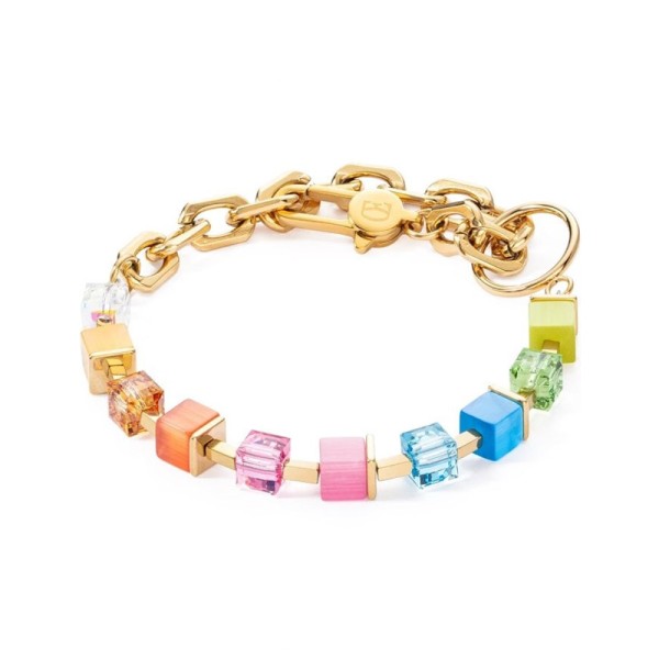 COEUR DE LION GeoCUBE® Βραχιόλι Cube Fusion Charm χρυσό-ουράνιο τόξο 4712301500 COEUR DE LION GeoCUBE® Βραχιόλι Cube Fusion Charm χρυσό-ουράνιο τόξο 4712301500