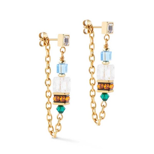 COEUR DE LION GeoCUBE® Σκουλαρίκια Sunray Cube Couture χρυσό-πολύχρωμο 3020211516 COEUR DE LION GeoCUBE® Σκουλαρίκια Sunray Cube Couture χρυσό-πολύχρωμο 3020211516