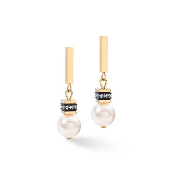 COEUR DE LION GeoCUBE® Σκουλαρίκια Iconic Pearl Mix χρυσά-λευκά 4081211416