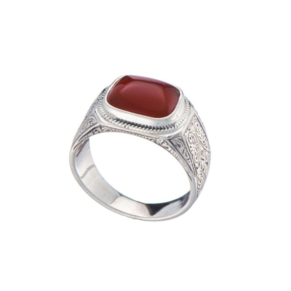 Gerochristo Κλασικό ανδρικό δαχτυλίδι σε ασήμι με ημιπολύτιμη πέτρα 20345