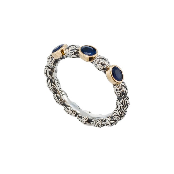 Gerochristo οβάλ δαχτυλίδι με πολύτιμους λίθους από χρυσό 18 καρατίων και ασήμι 20410