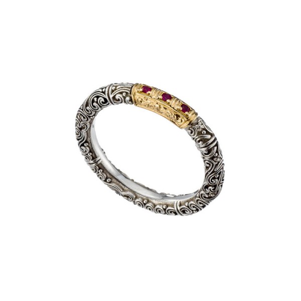 Gerochristo Δαχτυλίδι από χρυσό 18 καρατίων και ασήμι με πολύτιμους λίθους 20411