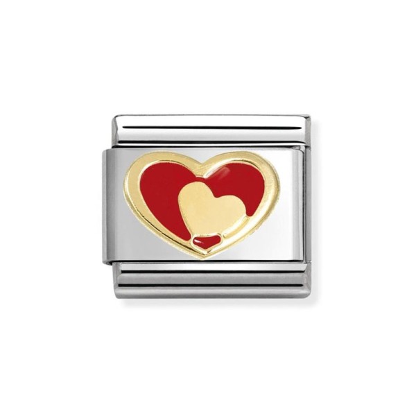 Nomination Συνθετικό Κλασικό Unisex Link Κόκκινη Καρδιά-Χρυσή Καρδιά 030283/28