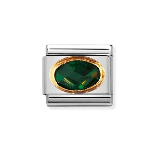 NOMINATION Κλασικός Σύνδεσμος Ασημένιο Γούρι Οβάλ Σμαραγδί 030601/027