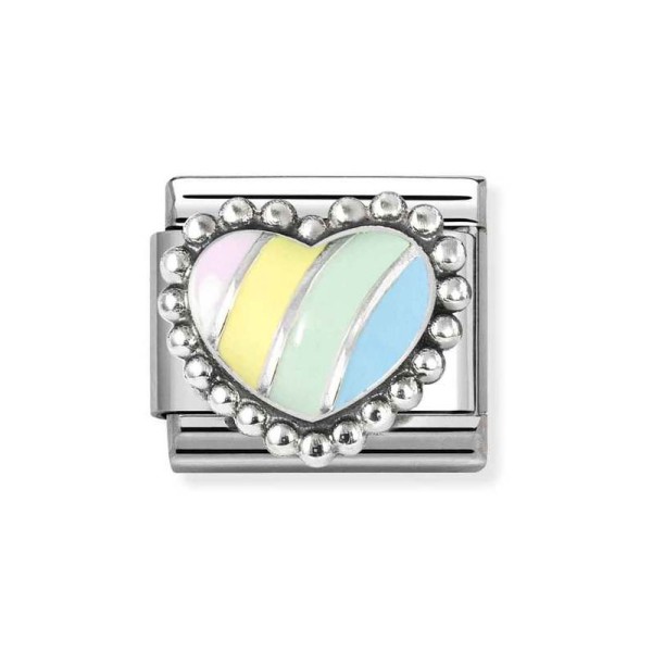 Nomination Σύνθετο Κλασικό Unisex Σύνδεσμος σε Παστέλ Ριγέ Καρδιά 330204/37