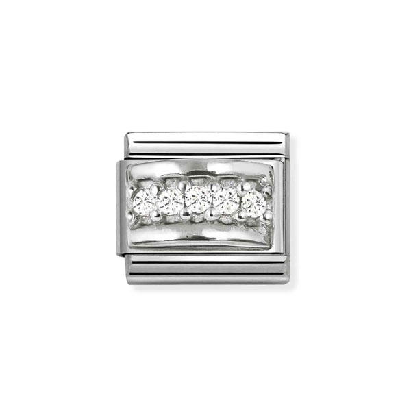 Nomination Σύνδεσμος Ασημί με Λευκές Πέτρες 330304/50