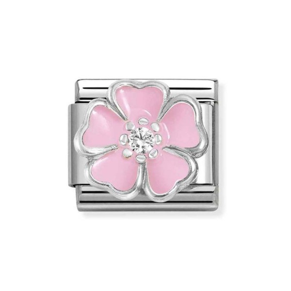 Nomination Σύνθετο Classic Unisex Link Ροζ λουλούδι με Ζιργκόν 330321/14