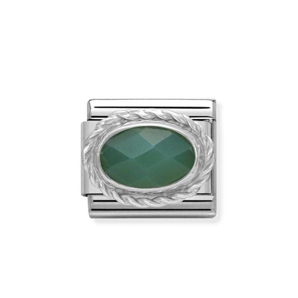 Nomination Composable Κλασικός Σύνδεσμος Με Πράσινο Αχάτη Οβάλ 330503/27