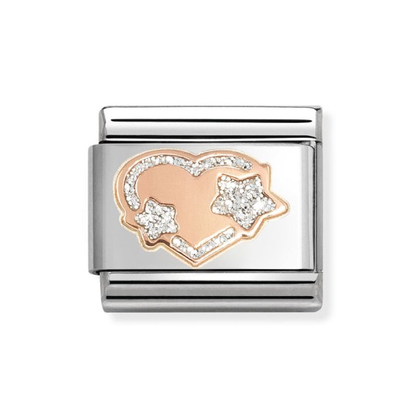 Nomination Σύνδεσμος Unisex Καρδιά με Ασημί Γκλίτερ και Αστέρια 430202/42 Nomination Σύνδεσμος Unisex Καρδιά με Ασημί Γκλίτερ και Αστέρια 430202/42