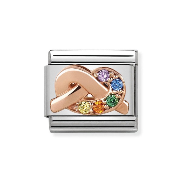 Nomination Ασημένιος Σύνδεσμος με κόμπο ροζ Χρυσό και πολύχρωμα ζιρκόν 430302/11