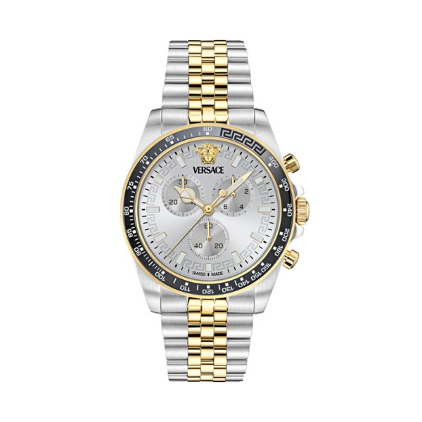 Versace Ρολόι Greca Chrono Wave Quartz Γκρι 43mm Κρύσταλλο Ζαφειριού VE0H00725 Versace Ρολόι Greca Chrono Wave Quartz Γκρι 43mm Κρύσταλλο Ζαφειριού VE0H00725