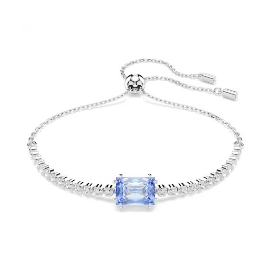 SWAROVSKI Βραχιόλι Matrix Tennis Μείξη κοπών, Μπλε, Επιμετάλλωση ροδίου 5693412