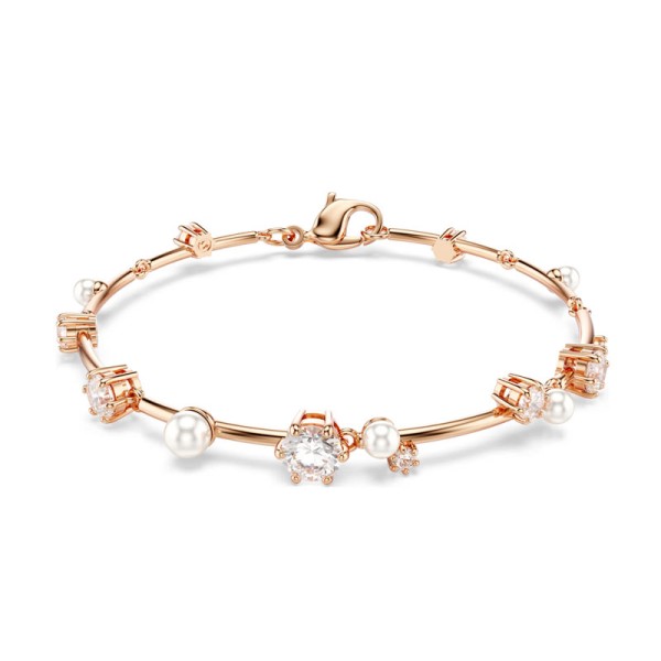Swarovski Βραχιόλι Tennis Constella Crystal pearl, Στρογγυλές κοπές, Λευκό, Επιμετάλλωση σε ροζ χρυσαφί τόνο 5729505 Swarovski Βραχιόλι Tennis Constella Crystal pearl, Στρογγυλές κοπές, Λευκό, Επιμετάλλωση σε ροζ χρυσαφί τόνο 5729505