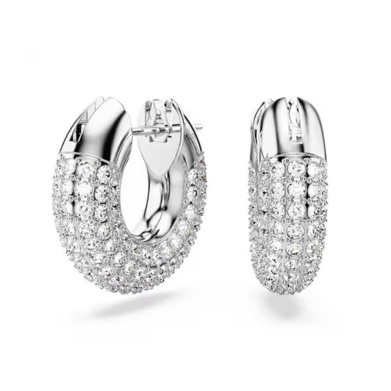 Swarovski Κρίκοι Dextera Mικρά, Λευκά, Επιμετάλλωση ροδίου 5618306