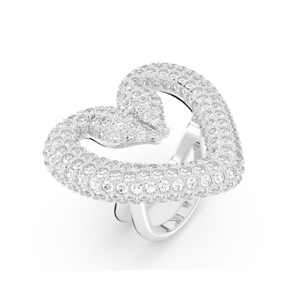 SWAROVSKI Δαχτυλίδι κοκτέιλ μια Καρδιά, Mεγάλο, Λευκό, Επιμετάλλωση ροδίου 5627367