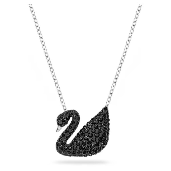 Swarovski Εικονικός Κύκνος μενταγιόν, μαύρο, επιροδιωμένο 5347329