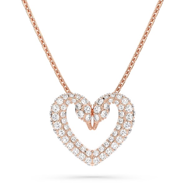Swarovski Μενταγιόν Ένα Καρδιά, Mεσαίο, Λευκό, Επιμετάλλωση σε ροζ χρυσαφί τόνο 5628657 Swarovski Μενταγιόν Ένα Καρδιά, Mεσαίο, Λευκό, Επιμετάλλωση σε ροζ χρυσαφί τόνο 5628657