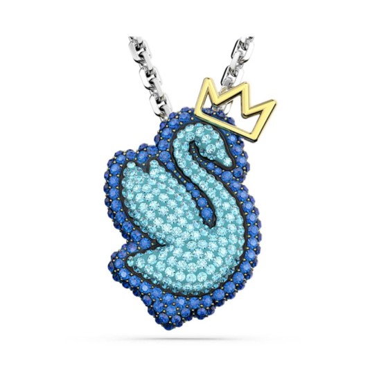 SWAROVSKI Μενταγιόν Swan Κύκνος, Mακρύ, Μπλε, Επιμετάλλωση ροδίου 5649194