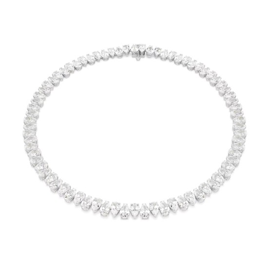 Swarovski Κολιέ Tennis Matrix Κοπή Pear, Λευκό, Επιμετάλλωση ροδίου 5662277