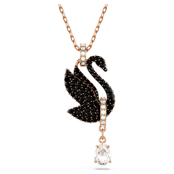 Swarovski Μενταγιόν Κύκνος, Μαύρο, Επιμετάλλωση σε ροζ χρυσαφί τόνο 5678045 Swarovski Μενταγιόν Κύκνος, Μαύρο, Επιμετάλλωση σε ροζ χρυσαφί τόνο 5678045