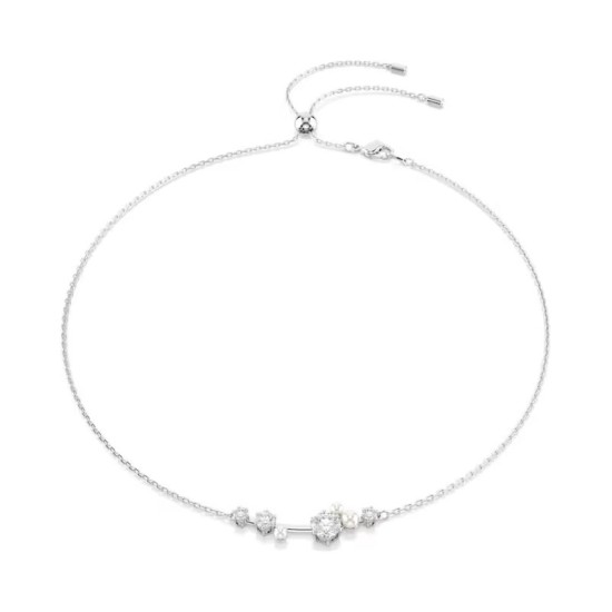 Swarovski Κολιέ Constella Crystal pearl, Στρογγυλές κοπές, Λευκό, Επιμετάλλωση ροδίου 5705626