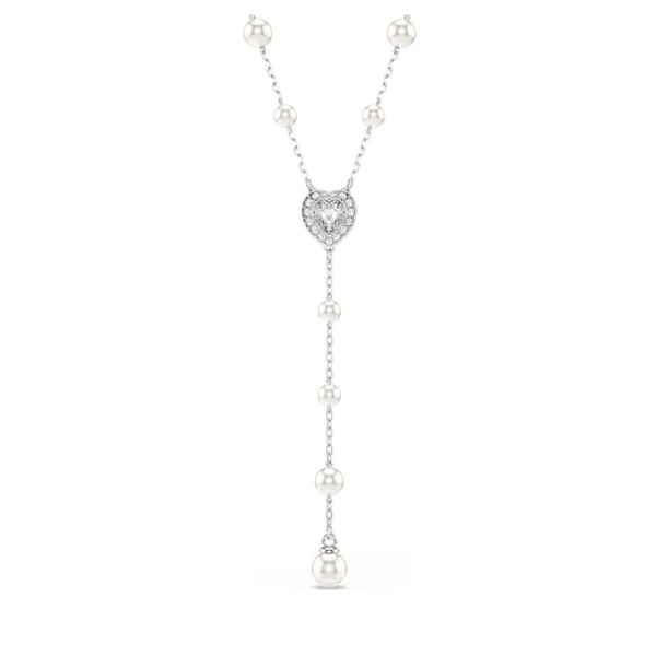 Swarovski Κολιέ σε σχήμα Υ Ariana Grande Crystal pearl, Μείξη κοπών, Καρδιά, Λευκό, Επιμετάλλωση ροδίου 5720855 Swarovski Κολιέ σε σχήμα Υ Ariana Grande Crystal pearl, Μείξη κοπών, Καρδιά, Λευκό, Επιμετάλλωση ροδίου 5720855