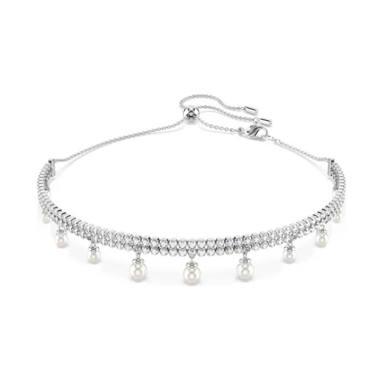 Swarovski Τσόκερ Ariana Grande Crystal pearl, Στρογγυλή κοπή, Λευκό, Επιμετάλλωση ροδίου 5720865