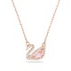 Swarovski Κολιέ Dazzling Swan Κύκνος, Ροζ, σε ροζ χρυσαφί τόνο 5469989