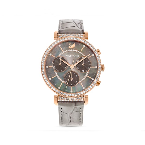 SWAROVSKI Πέρασμα Χρόνο ρολόι Ελβετικής κατασκευής, Δερμάτινο λουράκι, Γκρι, Φινίρισμα σε ροζ χρυσό 5580348 SWAROVSKI Πέρασμα Χρόνο ρολόι Ελβετικής κατασκευής, Δερμάτινο λουράκι, Γκρι, Φινίρισμα σε ροζ χρυσό 5580348