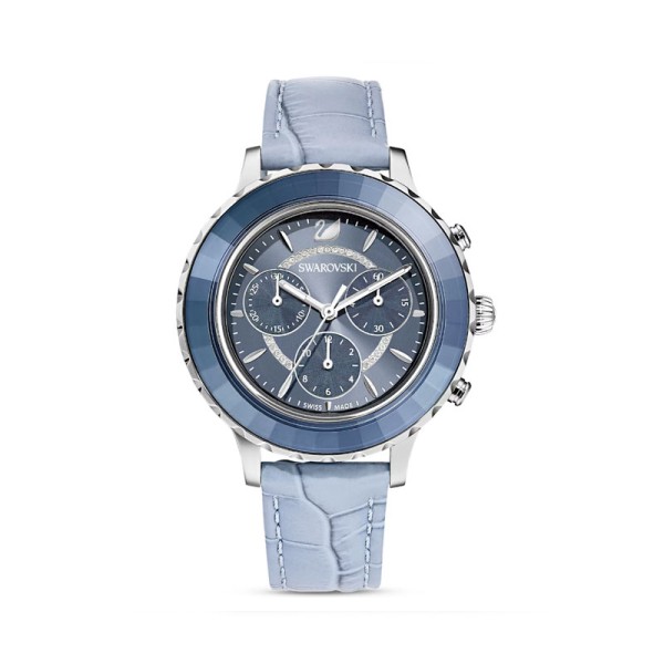 Swarovski Οκτέα Λουξ Χρόνο ρολόι Ελβετικής κατασκευής, Δερμάτινο λουράκι, Μπλε, Ανοξείδωτο 5580600 Swarovski Οκτέα Λουξ Χρόνο ρολόι Ελβετικής κατασκευής, Δερμάτινο λουράκι, Μπλε, Ανοξείδωτο 5580600