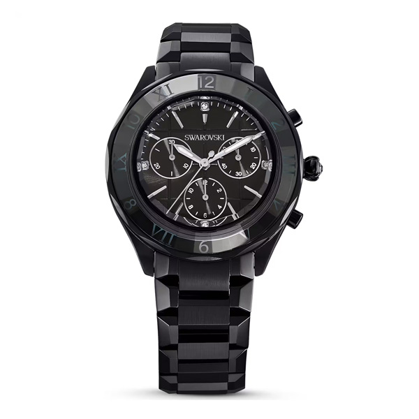 Swarovski Ρολόι 39 mm, Eλβετικής κατασκευής, Μεταλλικό μπρασελέ, Μαύρο, Μαύρο φινίρισμα 5641393