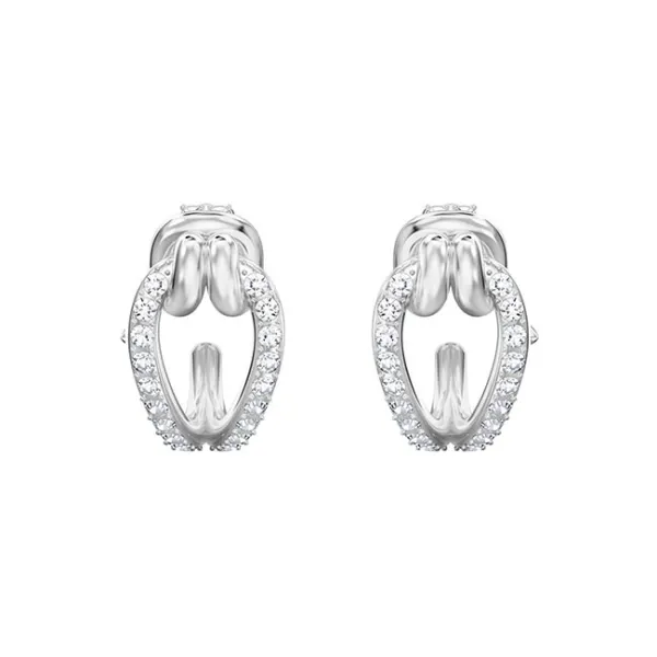 Swarovski Lifelong Hoop Pierced Earrings Small, White, Rhodium Plating 5390814