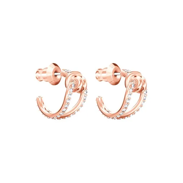 Swarovski Lifelong Hoop Pierced Earrings White Rose-Gold Tone Plated 5392920