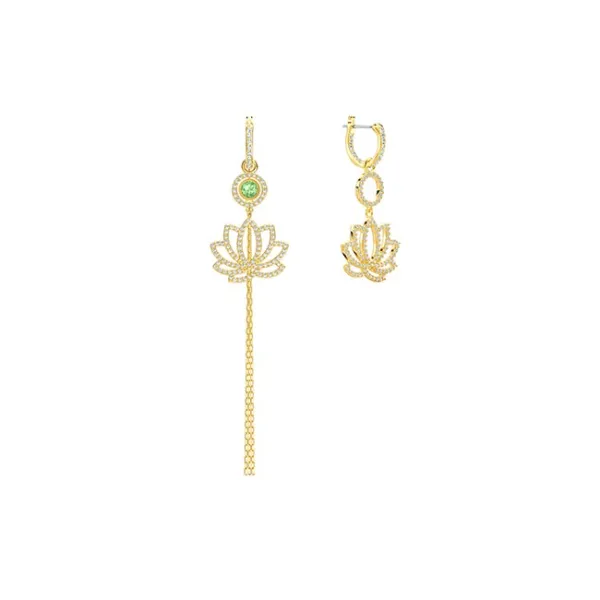 Swarovski Συμβολικά Λωτός Τρυπημένο Σκουλαρίκια Πράσινη χρυσή επίστρωση 5522840