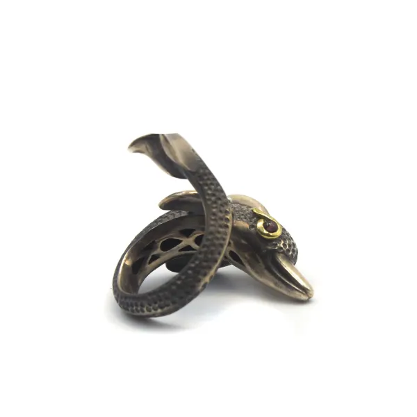 Tony Mara ασημένιο οξειδωμένο δαχτυλίδι με ρουμπινί μάτια