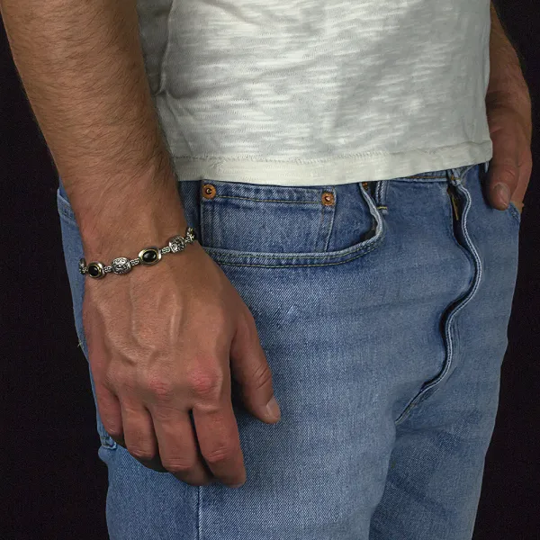 Dimitrios Exclusive βραχιόλι με μαύρες πέτρες όνυχα B117