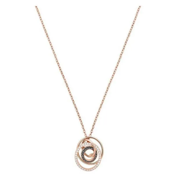 Swarovski Greeting Rose Gold Tone Plated With Black & Clear Crystal Ring Pendant 5394969